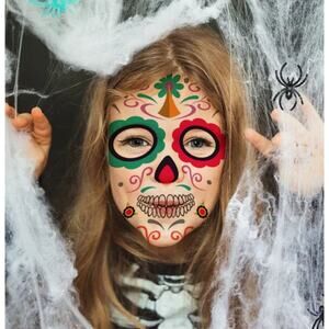 NWT Day of the Dead Men Women Kids Temporary Tattoos Kit Decoration Mask